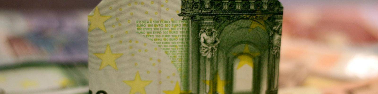 Euro briefgeld gevouwen